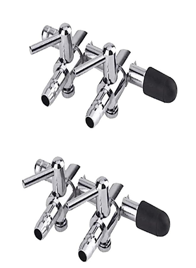 TAODAN 2PCS 2-Way Aquarium Metal Gang Manifold Air Line Control Valve Air Tap Air Splitter Stainless Steel Air Flow Splitter Pump Lever Valve - Image 1